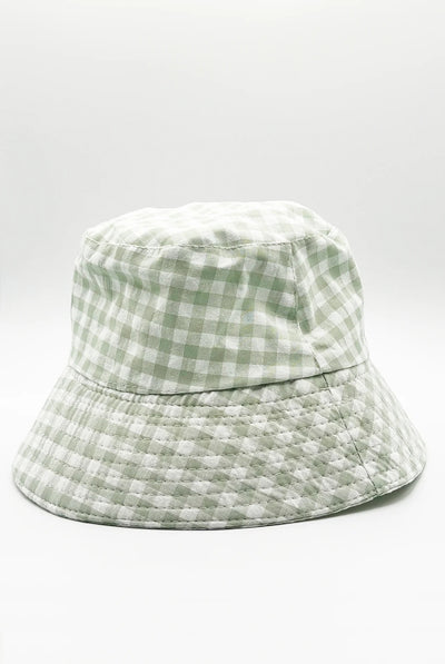 Green - Rylee Gingham Bucket Hat In Green & White by SVNX