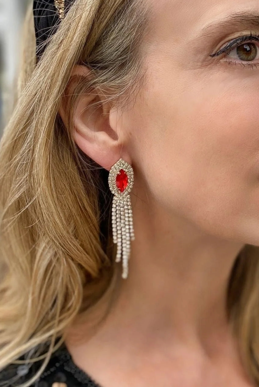 Red Earrings Diamante Earrings 5060801172196