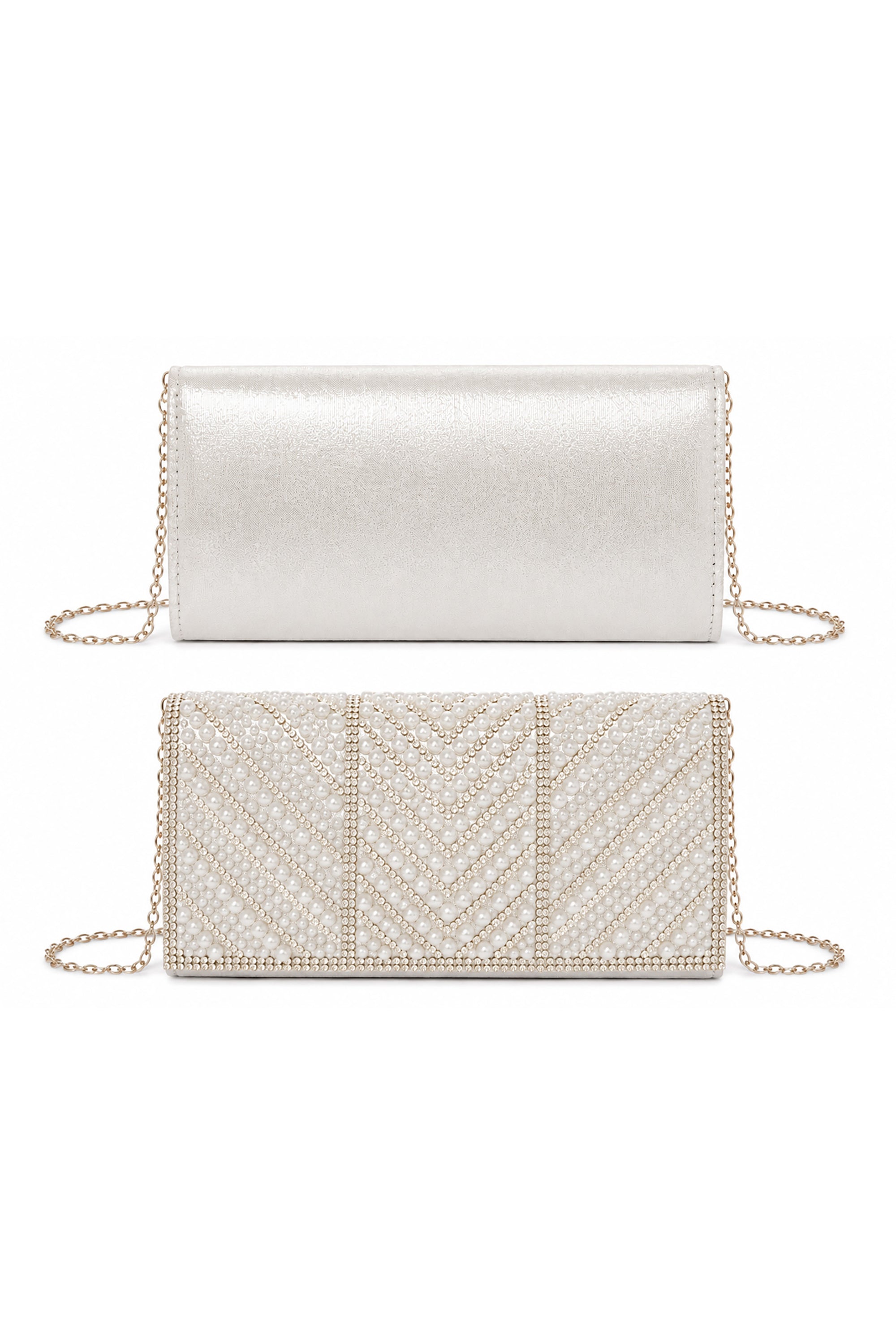 Pearl And Rhinestone Embellished Clutch Bag AC0000715