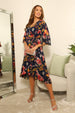 Printed Wrap Dress With Frill Front by Double Second