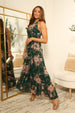 Floral Print Halter Neck Wrap Front Frill Maxi Dress by Double Second