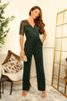 Lace Wrap Flared Leg Jumpsuit by Double Second