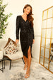Long Sleeve Body Con Sequin Dress by Double Second