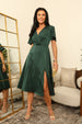 Midi Satin Wrap Dress With Split Skirt by Double Second