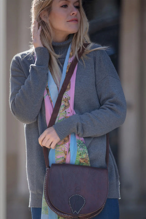 The Temara Large Saddle Bag In Dark Brown by Berber Leather