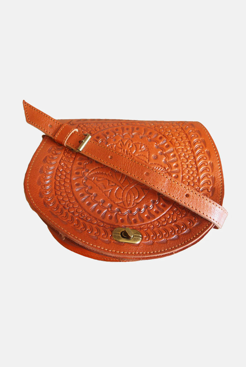 The Temara Embossed Saddle Bag In Light Brown 2011