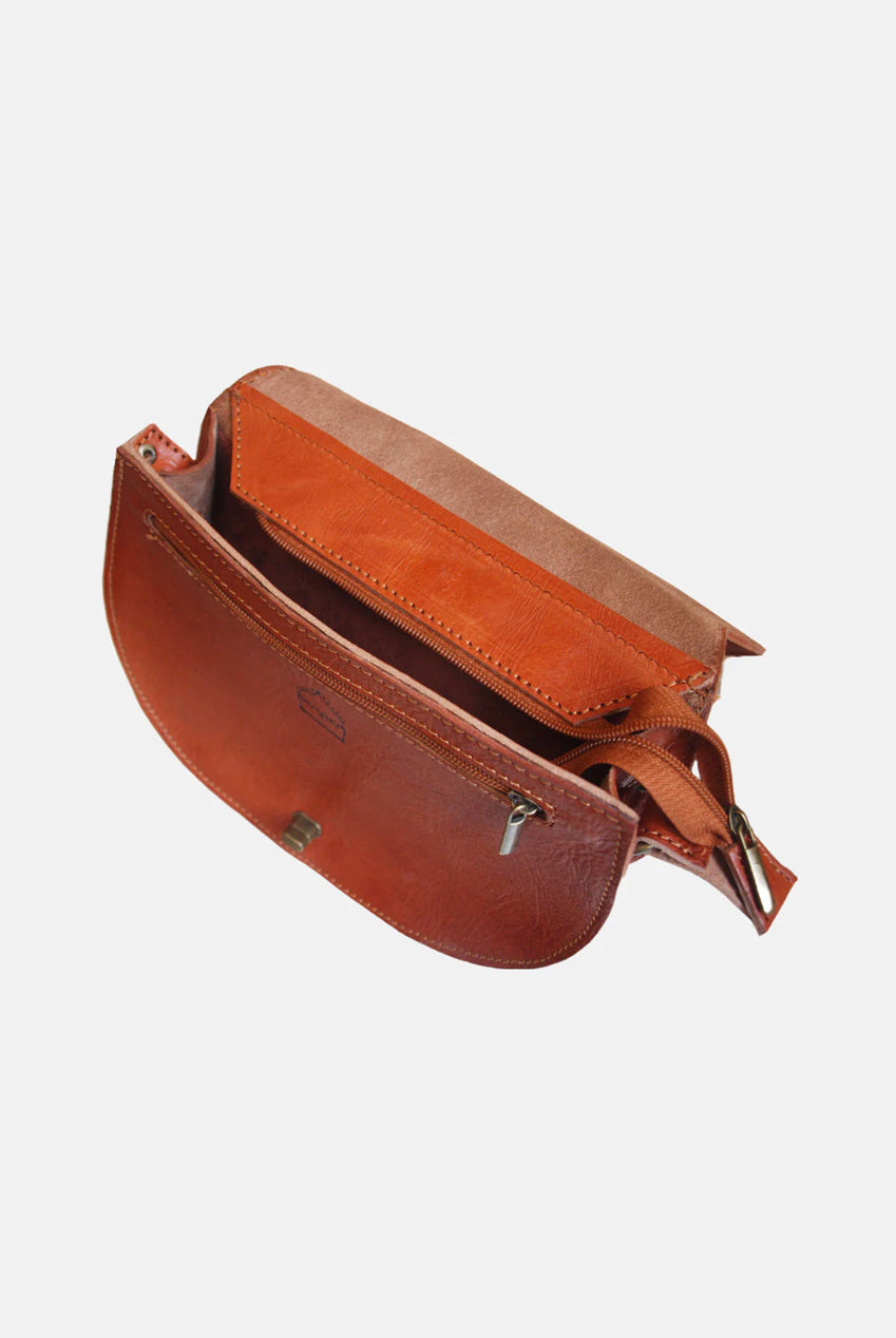 The Temara Embossed Saddle Bag In Light Brown 2011