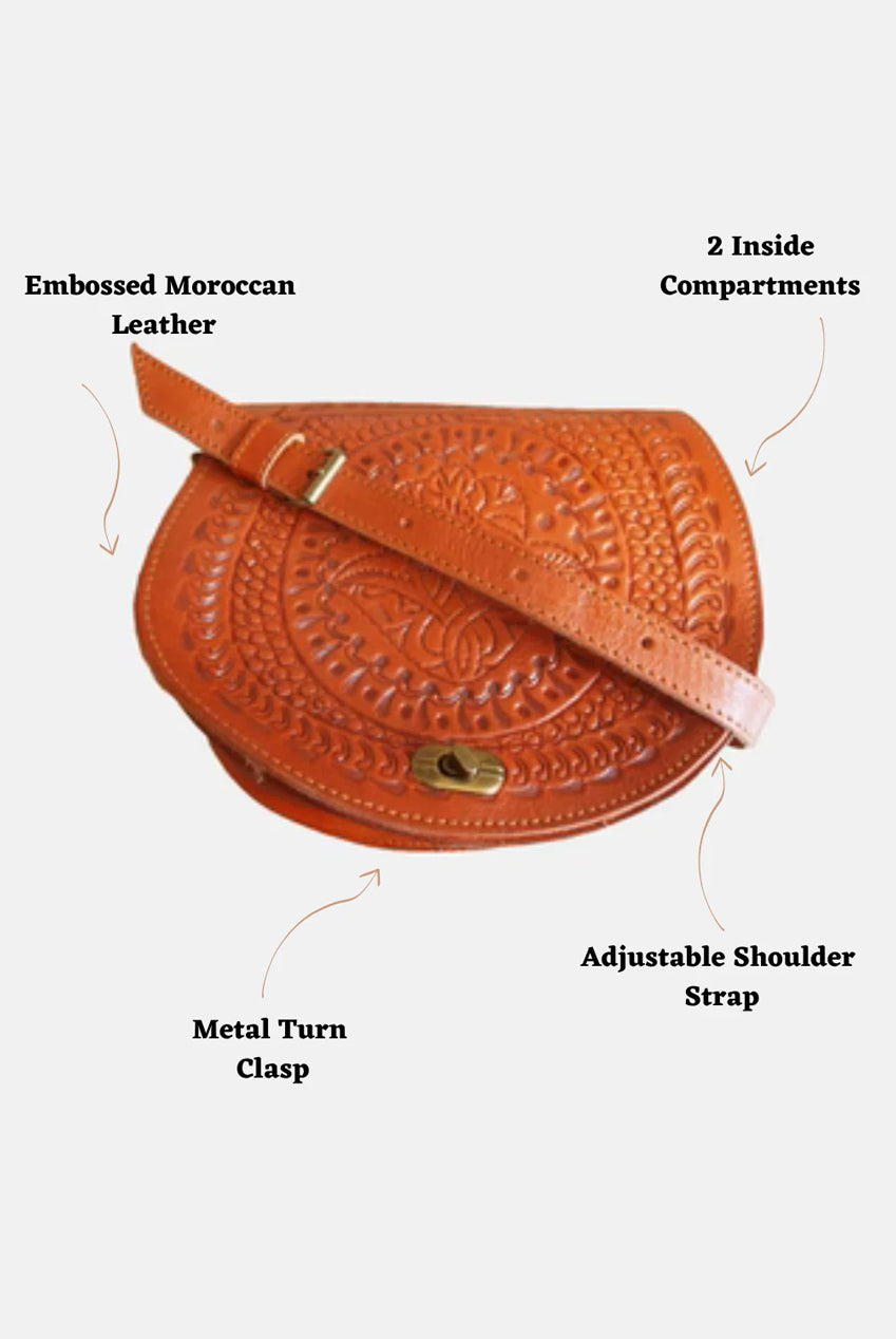 The Temara Embossed Saddle Bag In Light Brown 2011