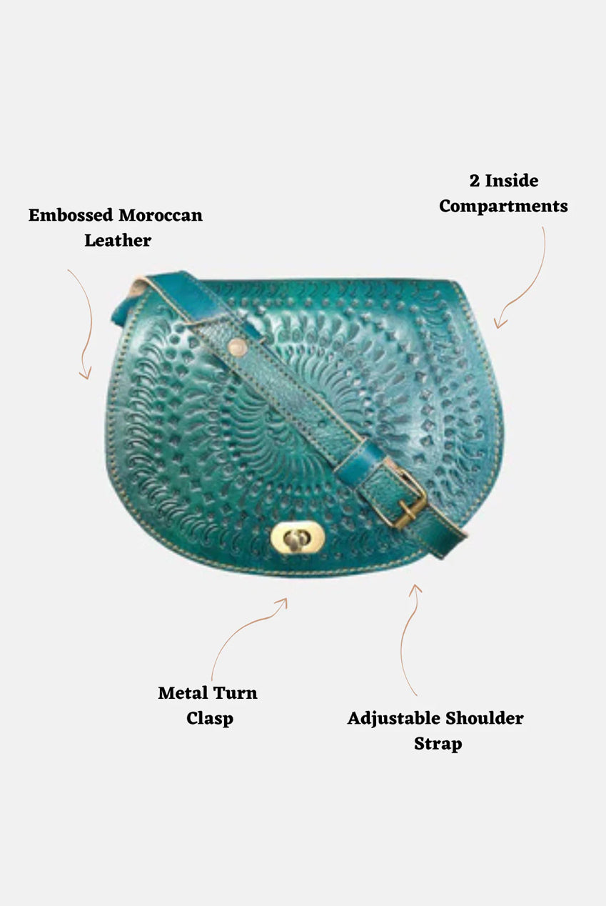The Temara Embossed Saddle Bag In Teal 2015