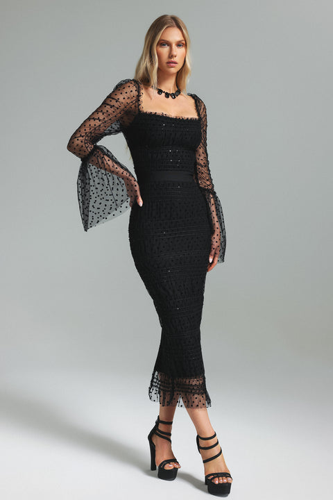 Crana Mesh Midi Dress by Bella Barnett