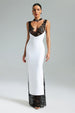 Gunnhild Lace Deep V Maxi Dress by Bella Barnett