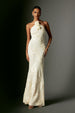 Griselda Flr Halter Embroidery Maxi Dress - White by Bella Barnett