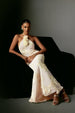Griselda Flower Halter Embroidery Maxi Dress - White by Bella Barnett