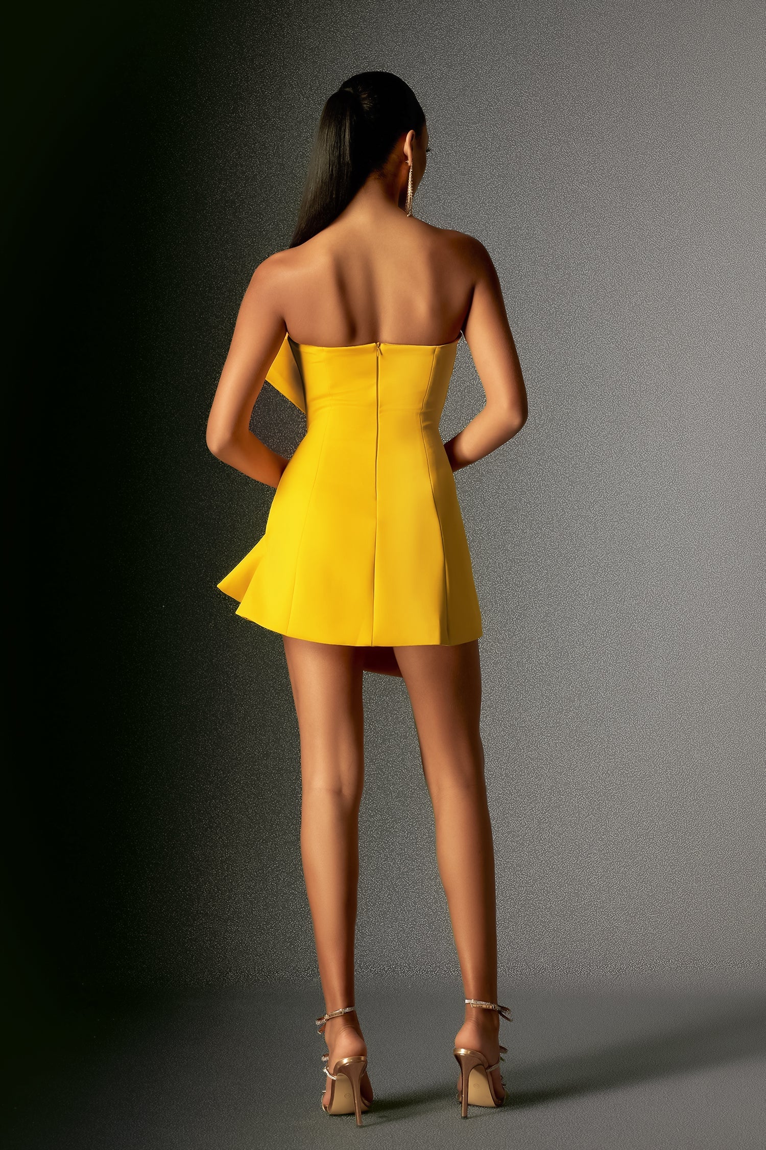 Majrela Bowknot Strapless Mini Dress - Yellow D240701245