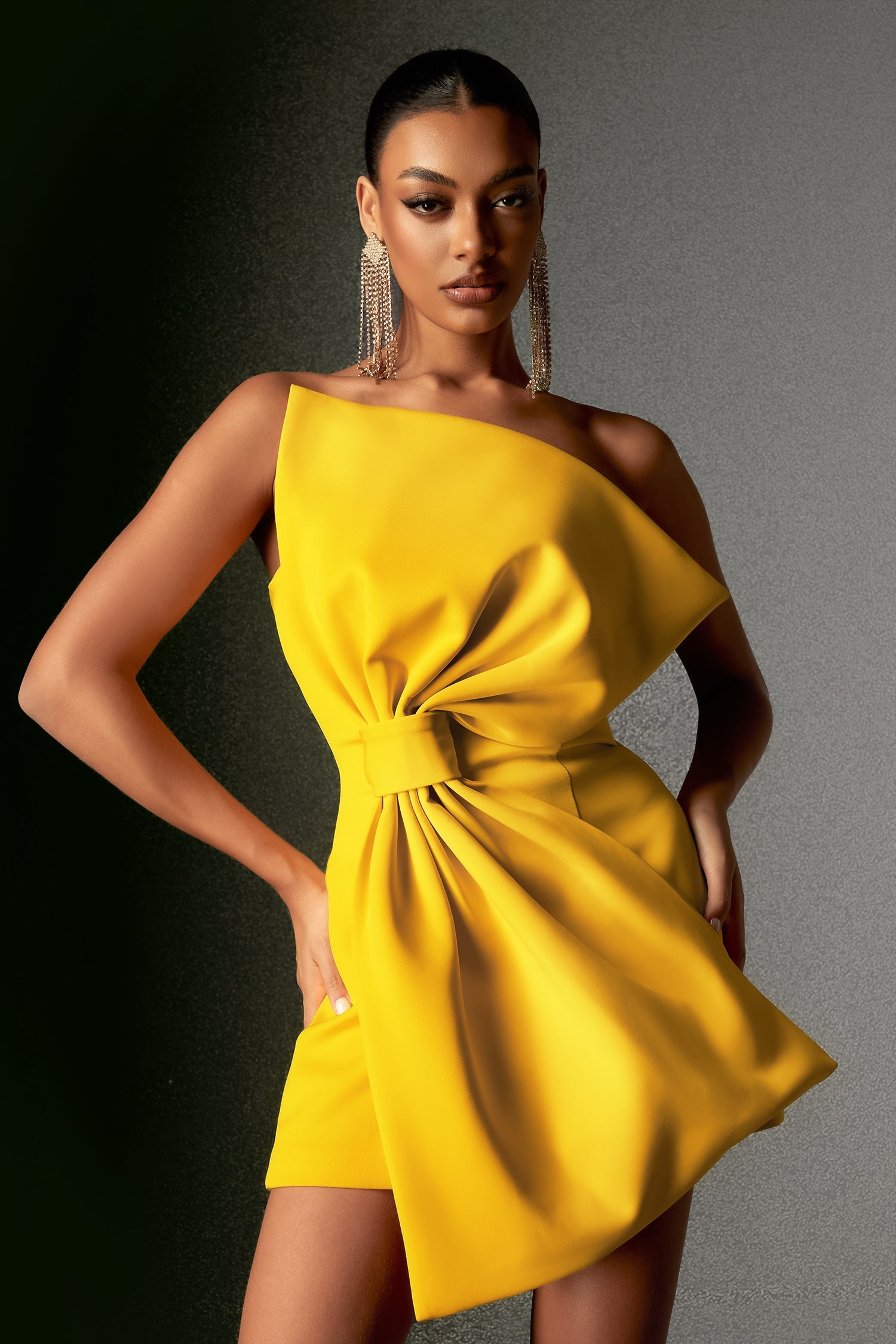 Majrela Bowknot Strapless Mini Dress - Yellow D240701245