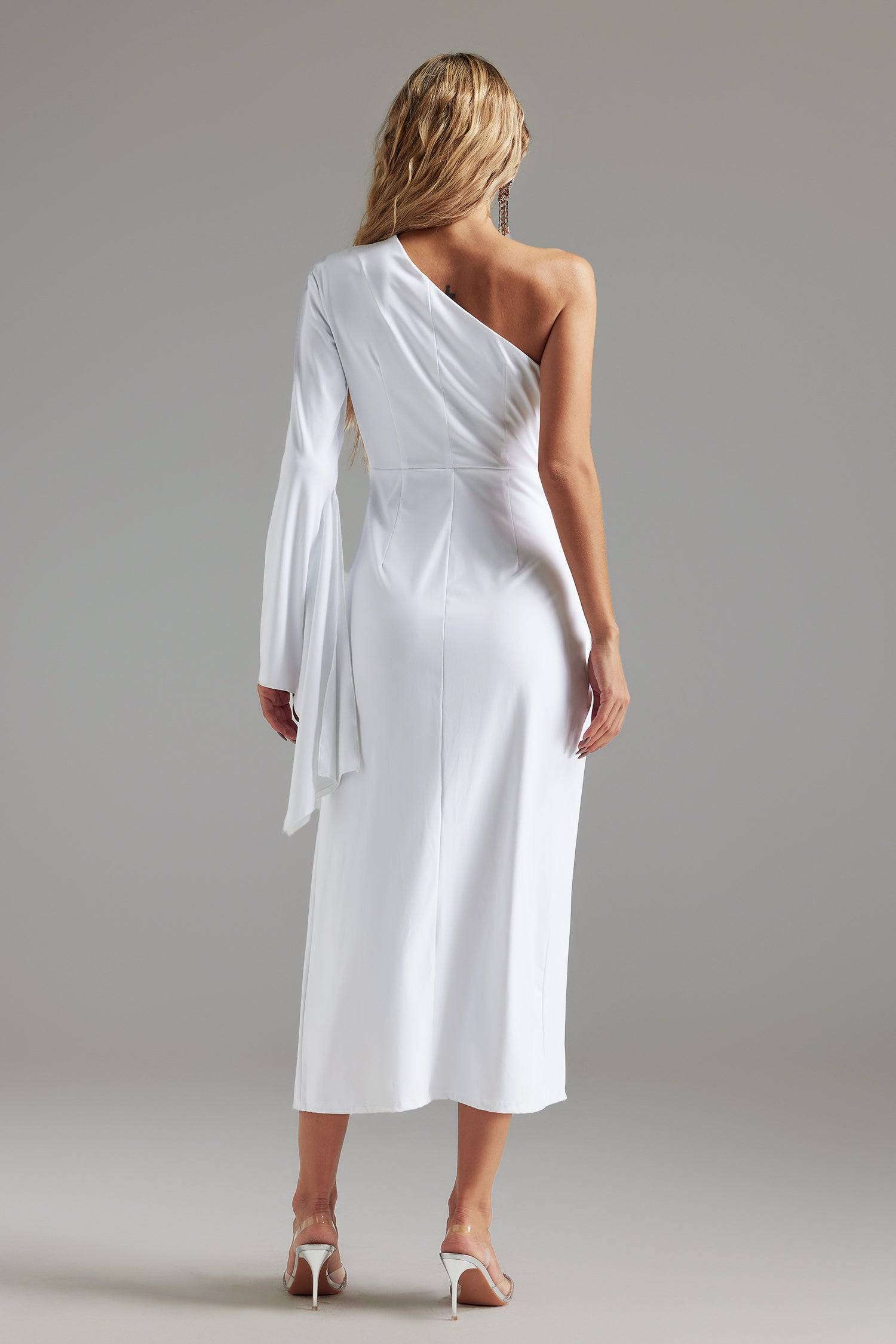 Adela One Shoulder Cut Out Slit Midi Dress D240702303