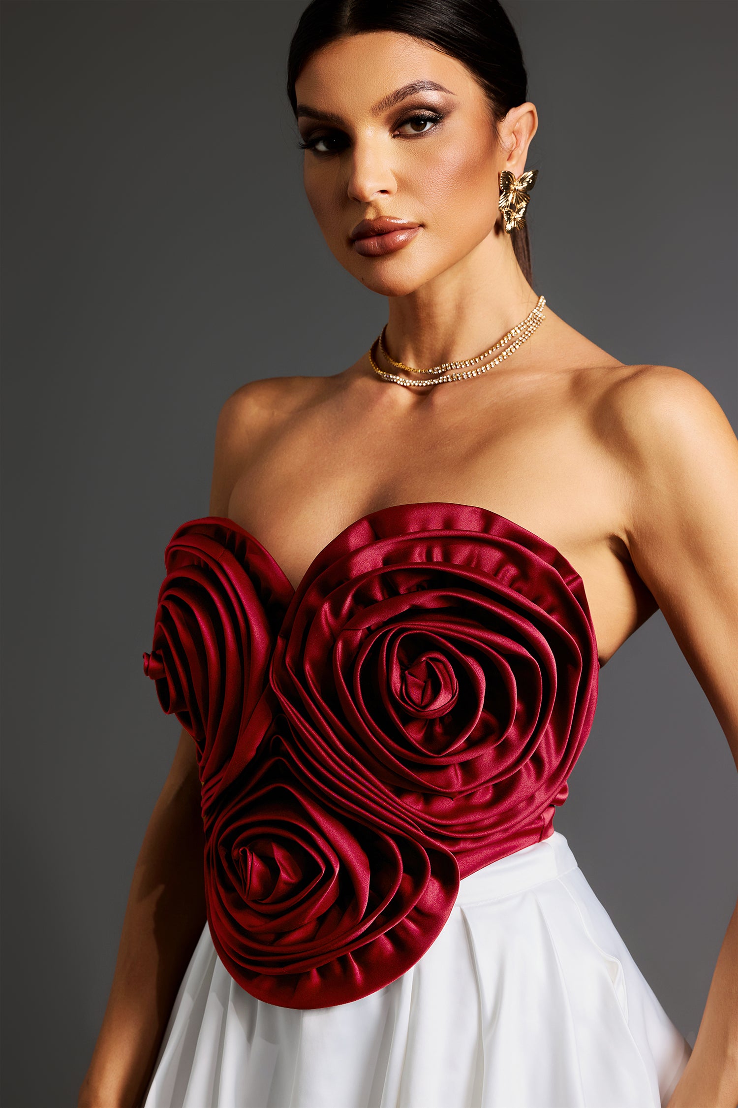 Neela Flower Strapless Waist Mini Dress D240901208