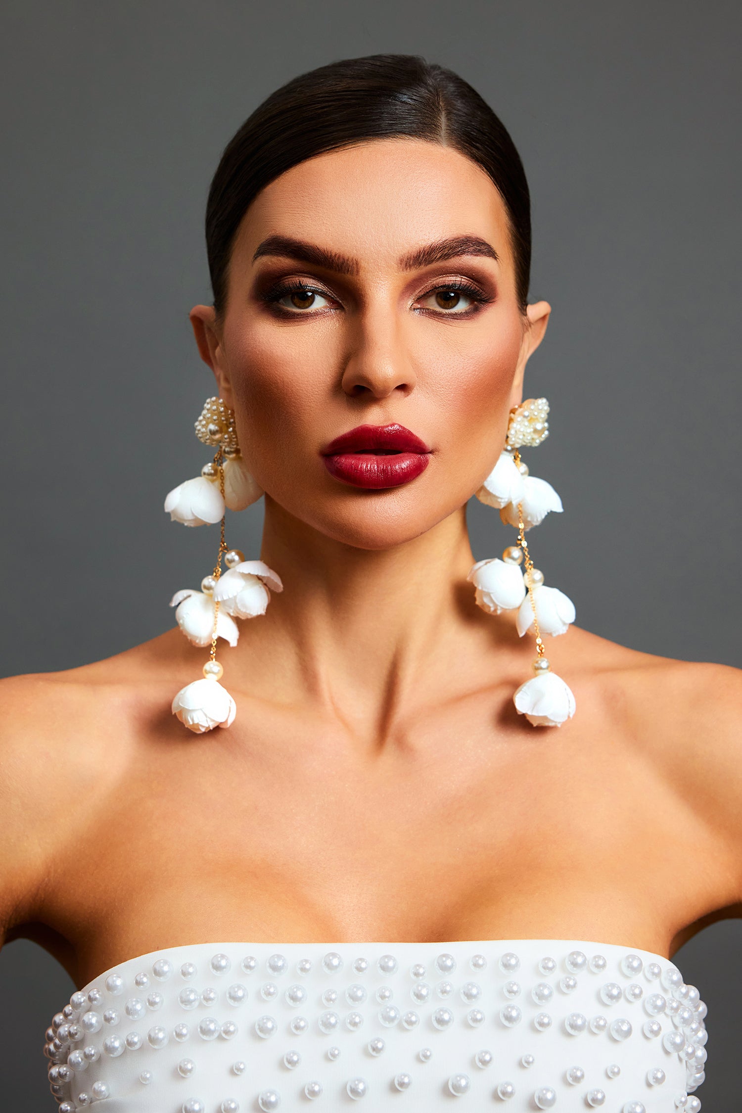 Lita Flowers Pearl Tassel Maxi Earrings A241200319