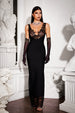 Janano Lace Deep V Maxi Dress - Black by Bella Barnett