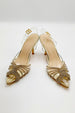 Liz Diamante Embellished Sling Back Perspex Court Shoes In Gold by Miss Diva