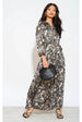 LOVE SUNSHINE Mono Mixed Scarf Print Satin Maxi Shirt Dress