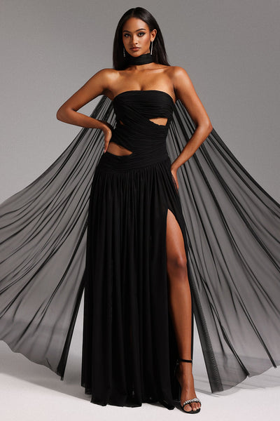 Black - Neal Sleeveless Hollow Out Maxi Dress by Bella Barnett
