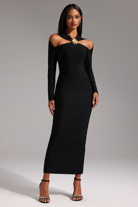 Lave Long Sleeves Hollow Out Bandage Maxi Dress by Bella Barnett