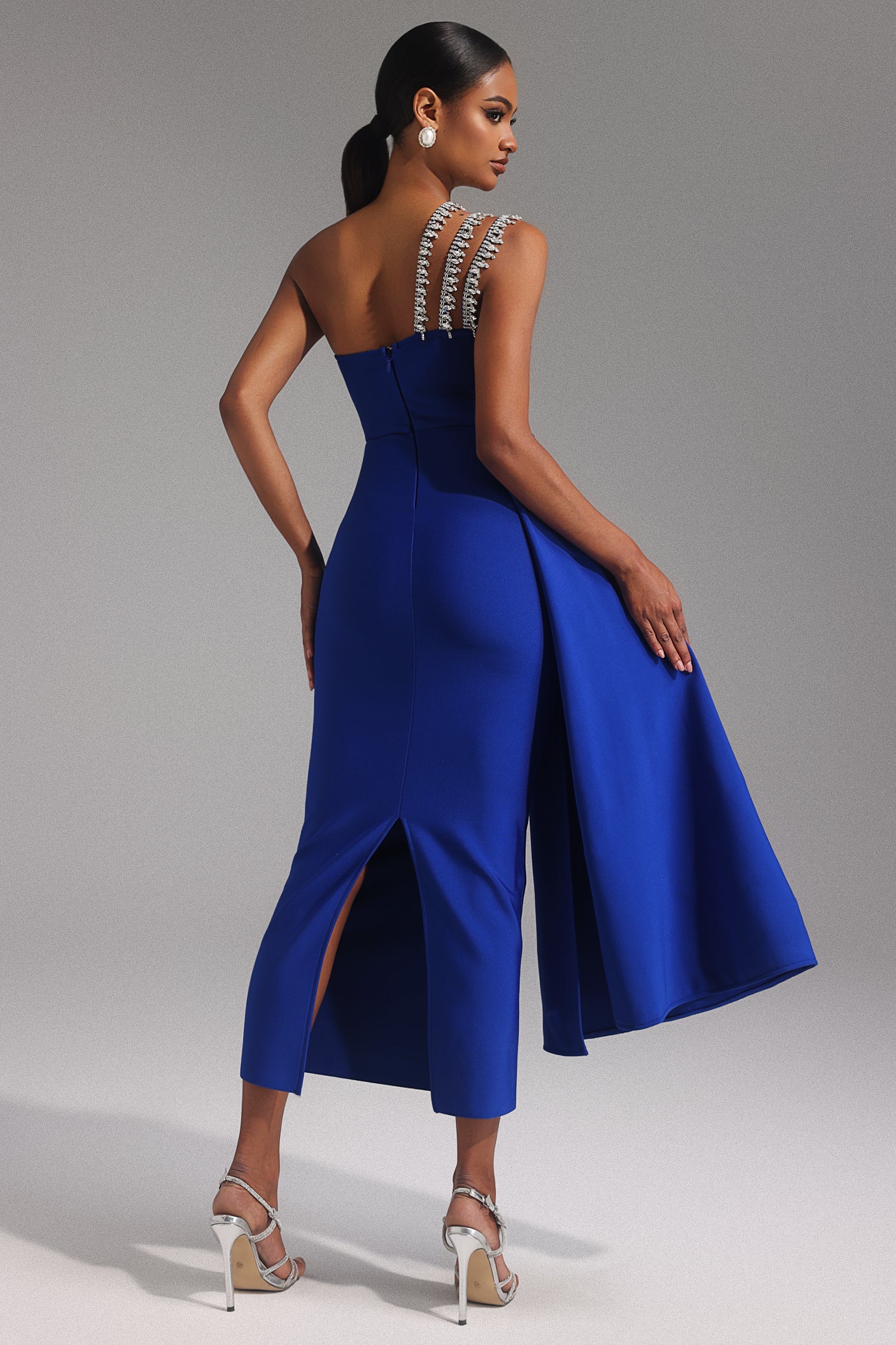 Marcella One Shoulder Diamond Bandage Maxi Dress D241201503