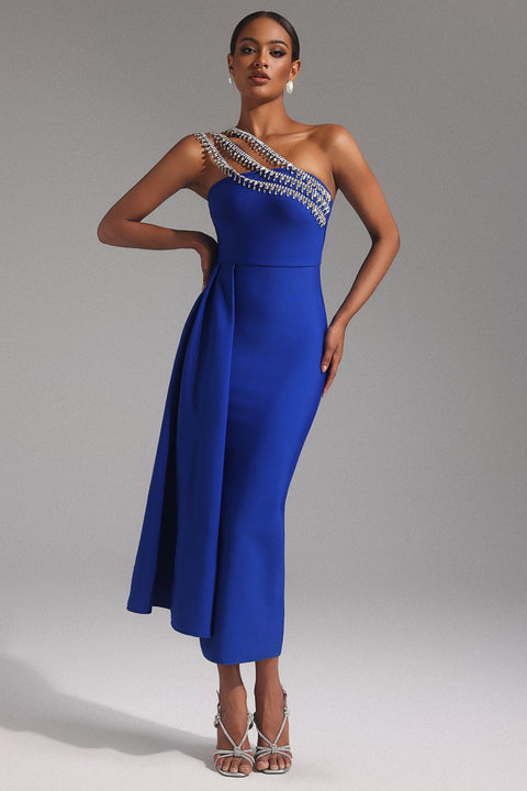 Marcella One Shoulder Diamond Bandage Maxi Dress by Bella Barnett
