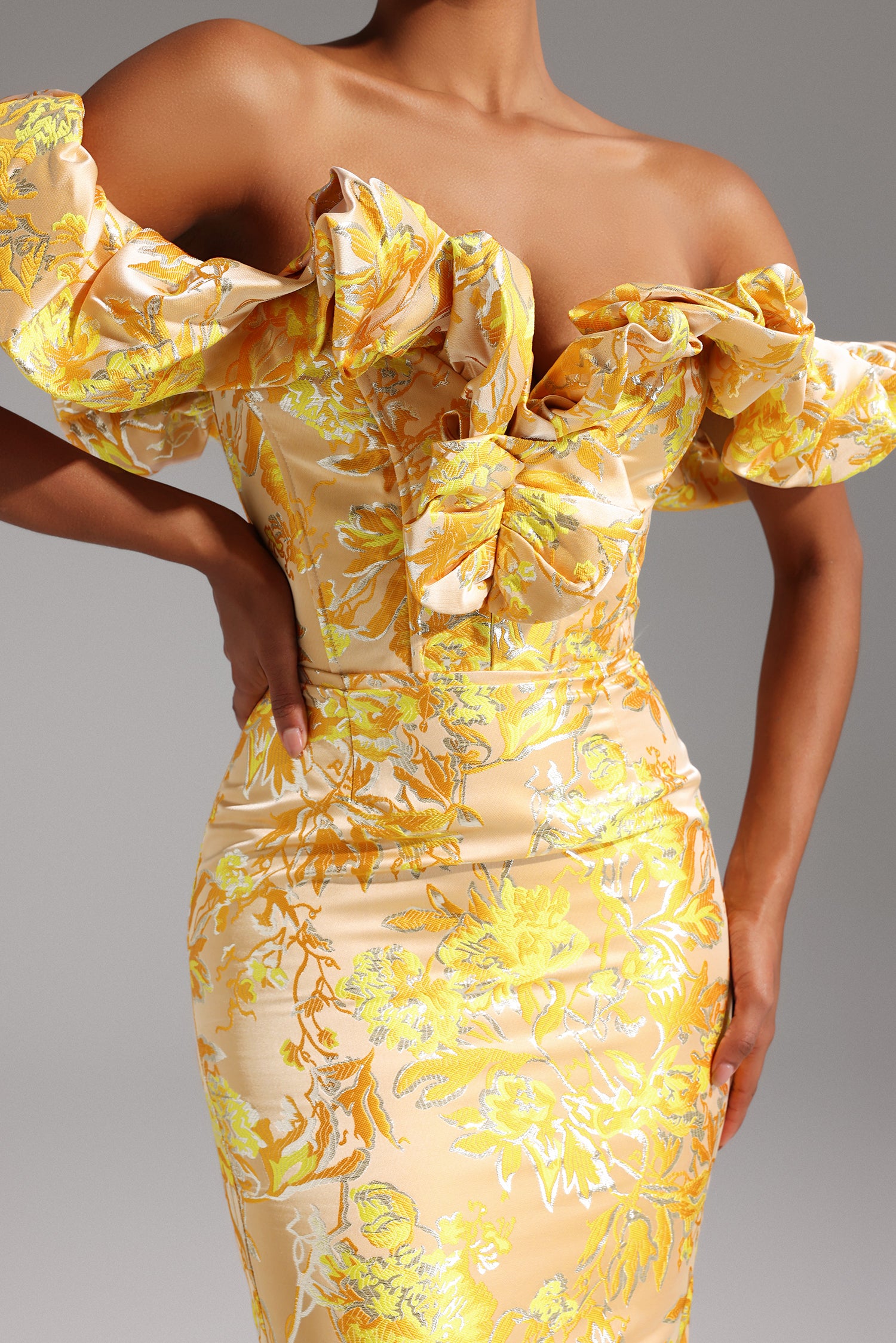 Merrit Off-the-Shoulder Jacquard Midi Dress D250101133