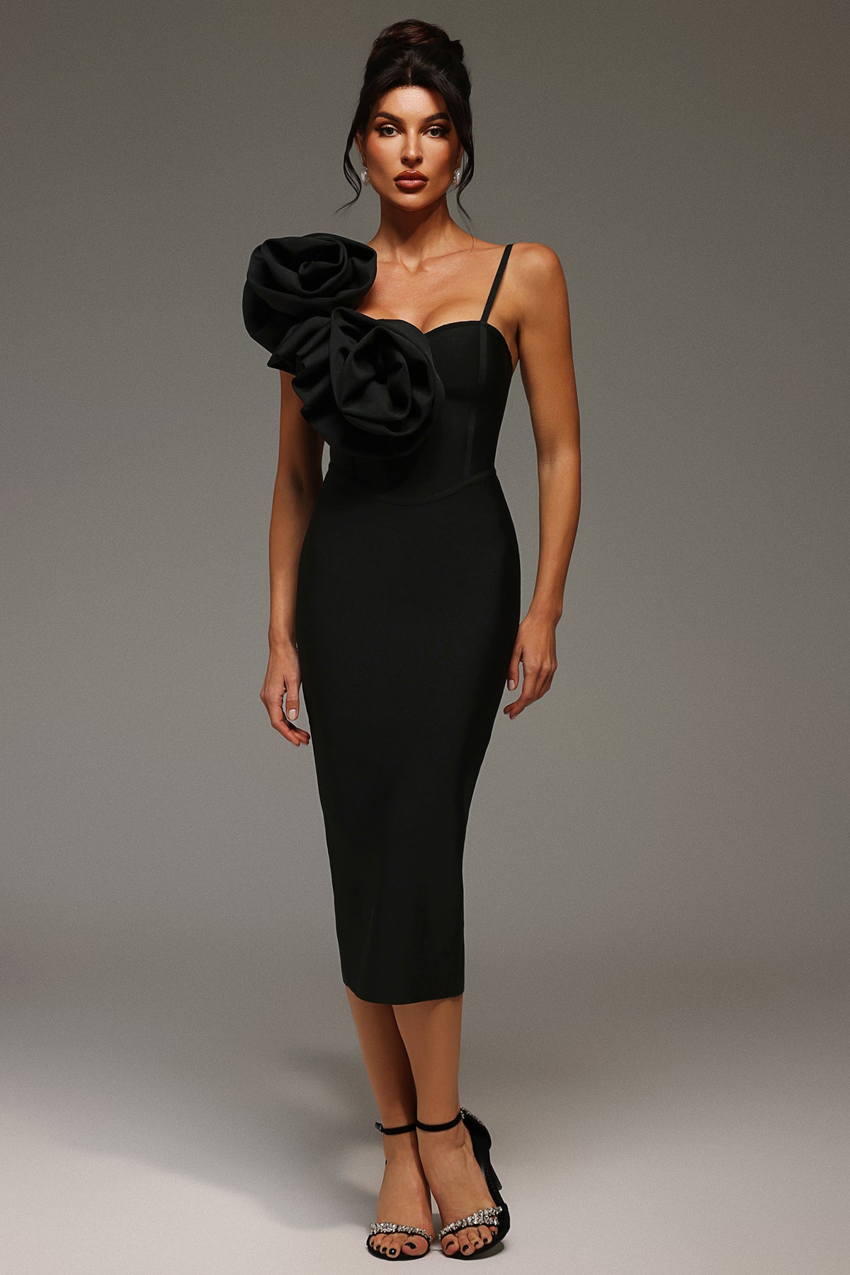 Lzada Halter Flrs Bandage Midi Dress D250101141