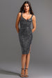 Sabriya V-Neck Sleeveless Halter Diamond Midi Dress by Bella Barnett