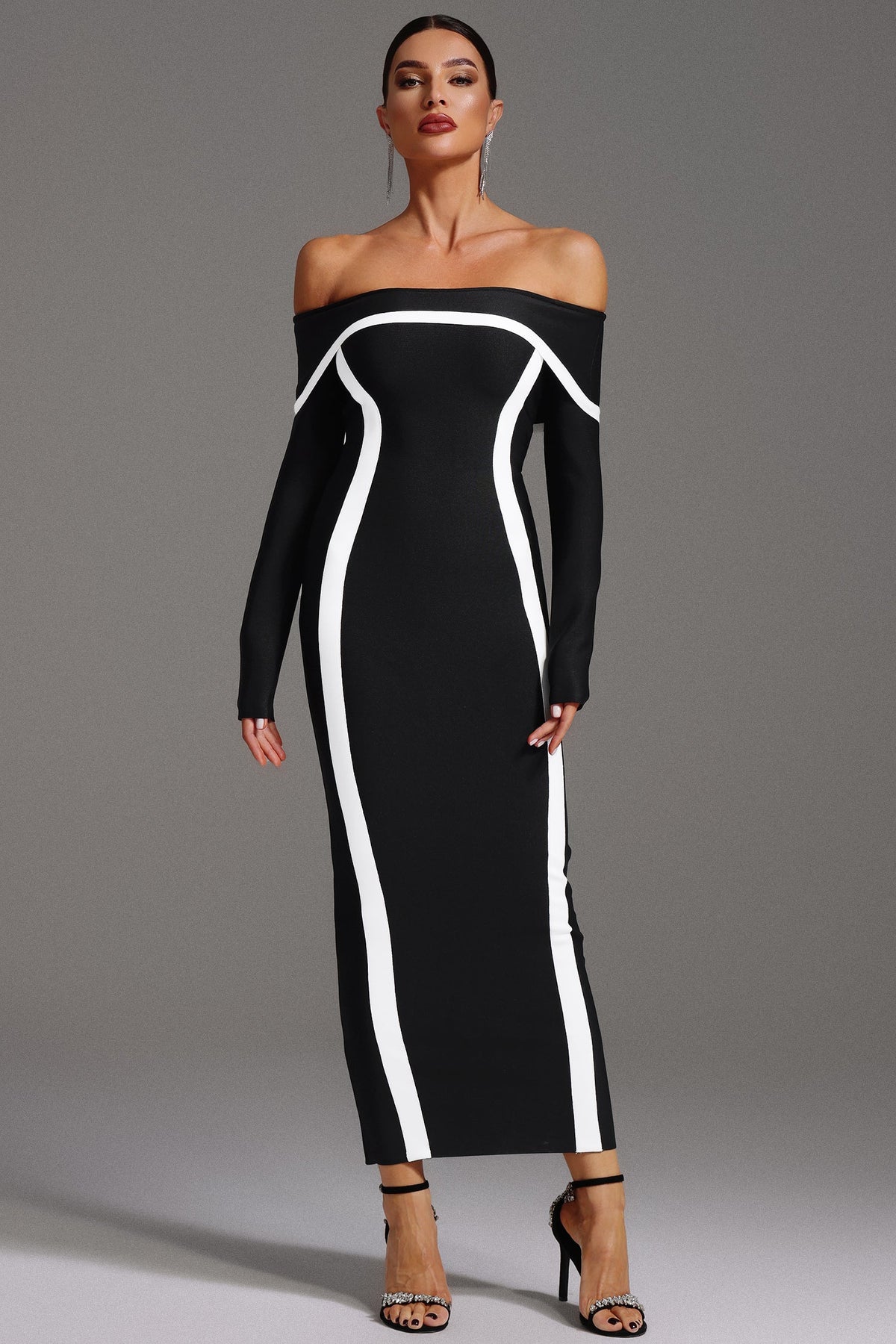 Hilda Off-the-Shoulder Long Sleeve Maxi Dress D250101234