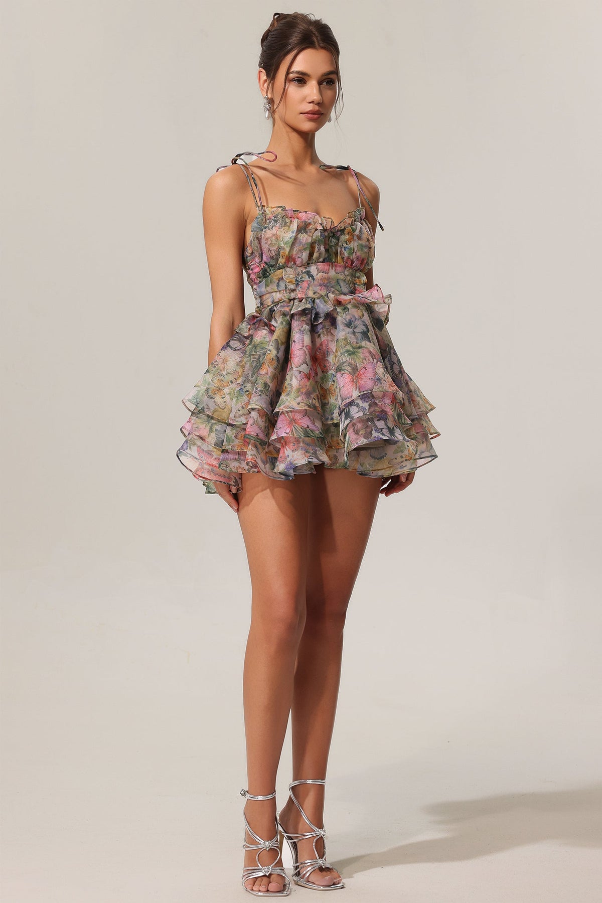 Hester Sleeveless V-Neck Lacing Flounce Mini Dress D250101254