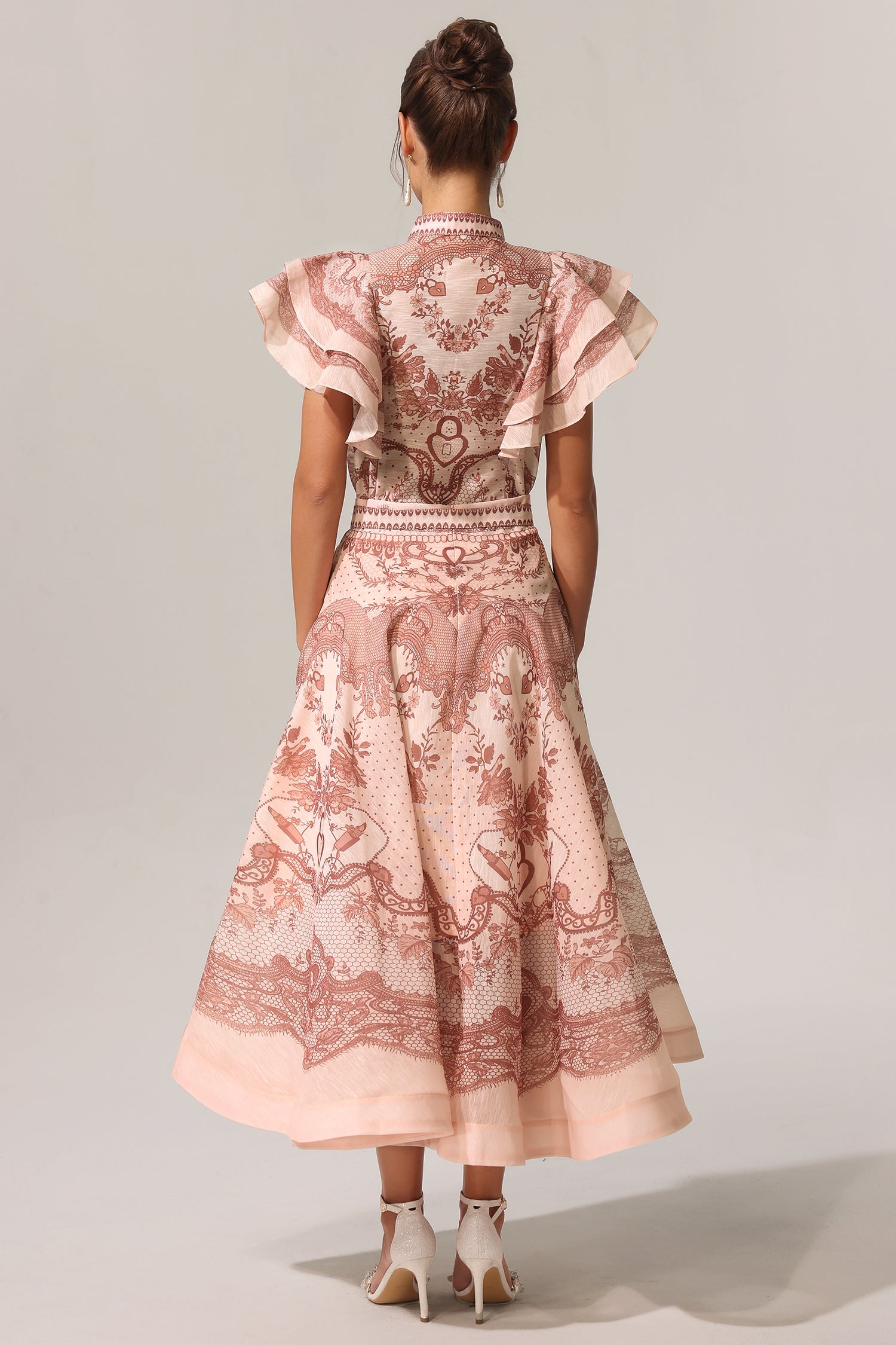 Kimivi Sleeveless Floral Printed Shirt Two-Piece Set C250300120