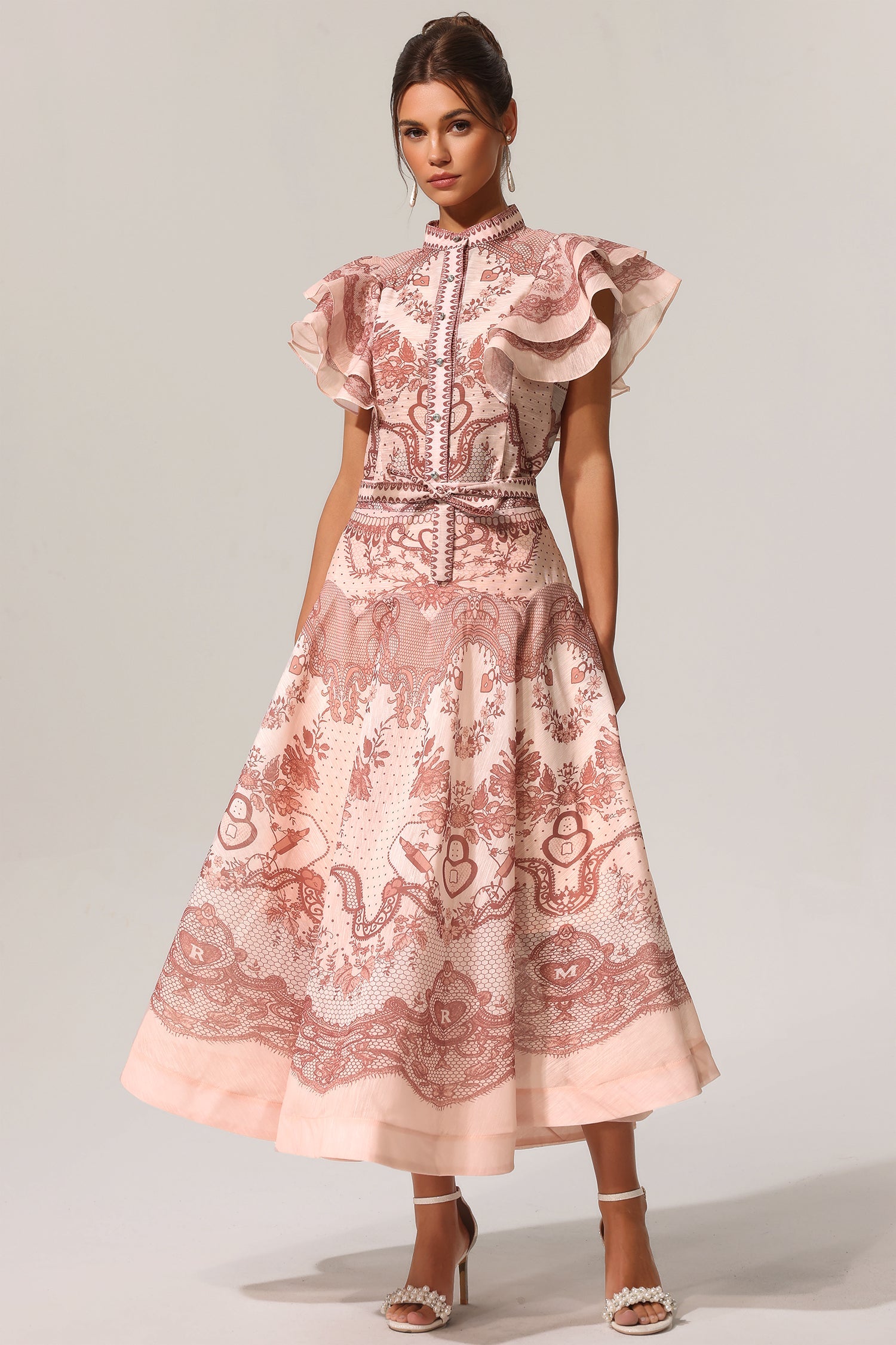 Kimivi Sleeveless Floral Printed Shirt Two-Piece Set C250300120