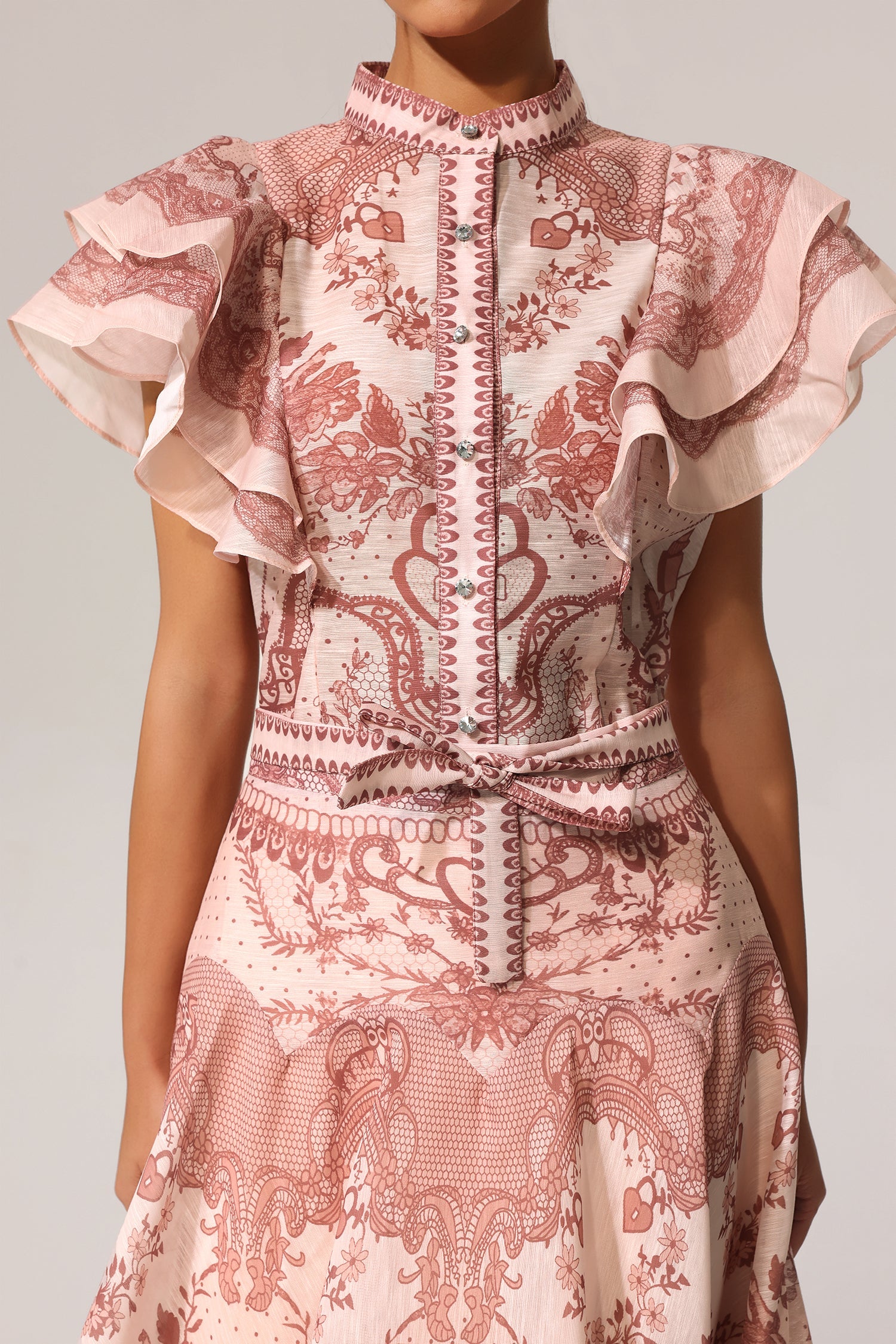 Kimivi Sleeveless Floral Printed Shirt Two-Piece Set C250300120