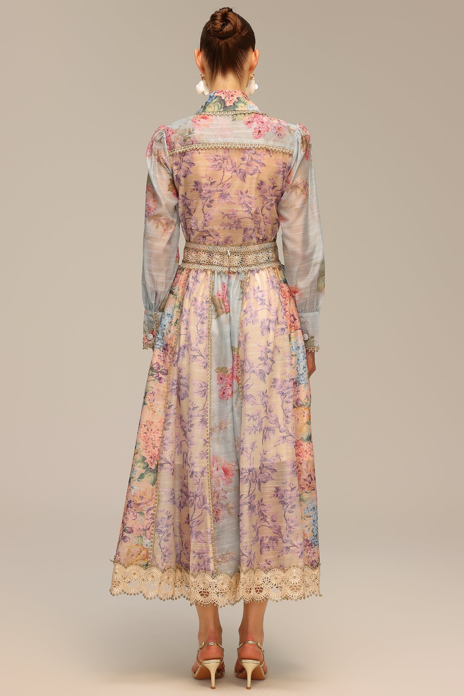 Ruby Long Sleeve Floral Printed Lace Top And Skirt Two-Piece Set C250300202