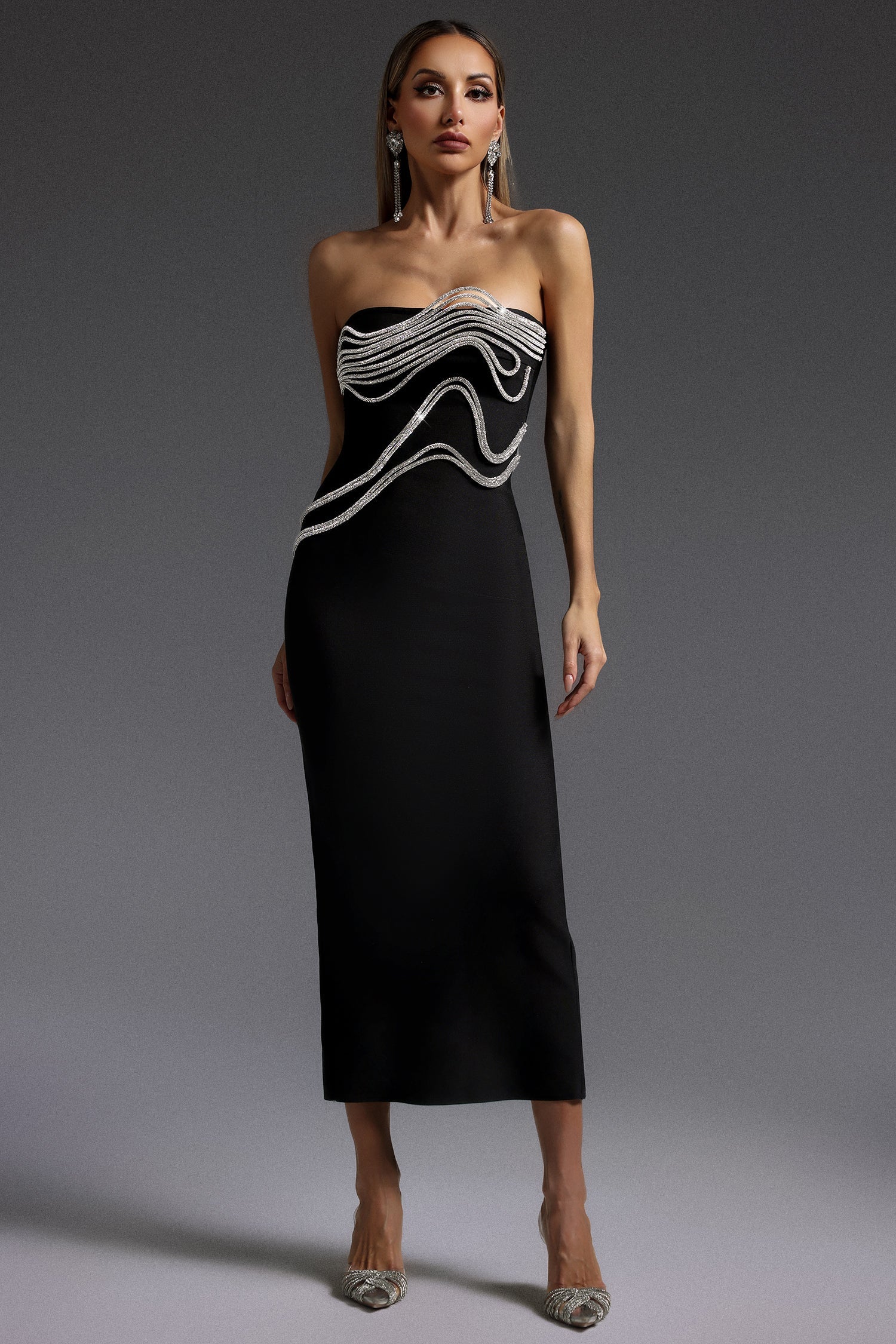 Oga Sleeveless Diamond Bandage Maxi Dress D250101207