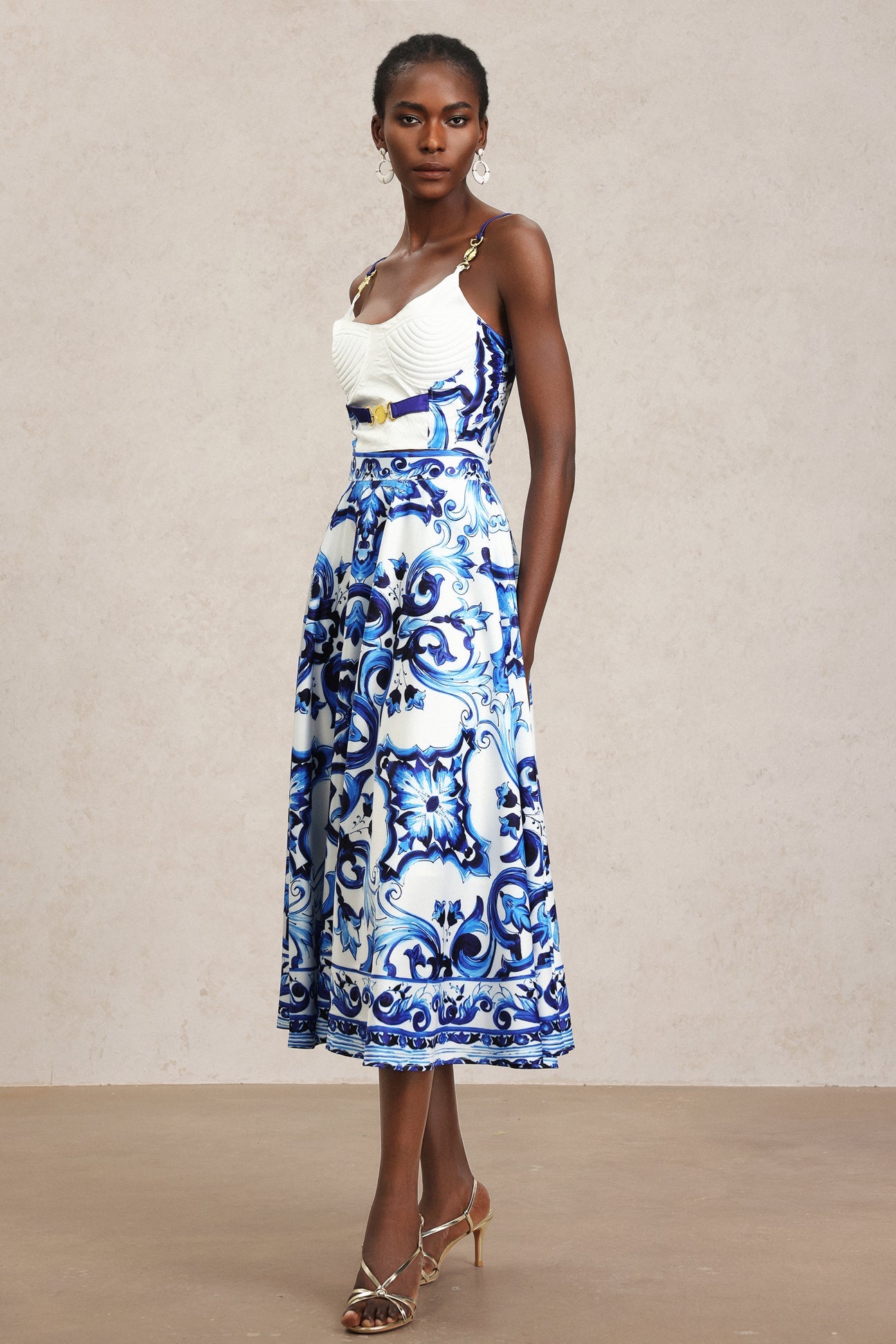 Kaona Halter Floral Printed Top And Skirt Two-Piece Set C250400031