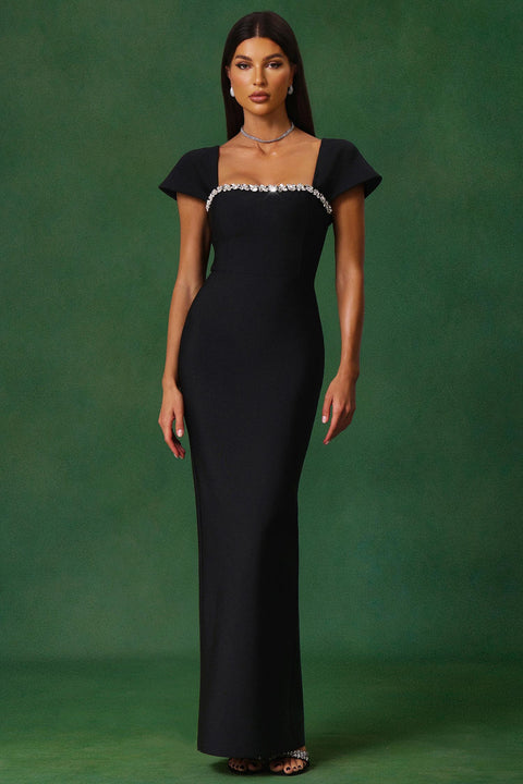 Romelle Short Sleeve Diamond Bandage Maxi Dress by Bella Barnett
