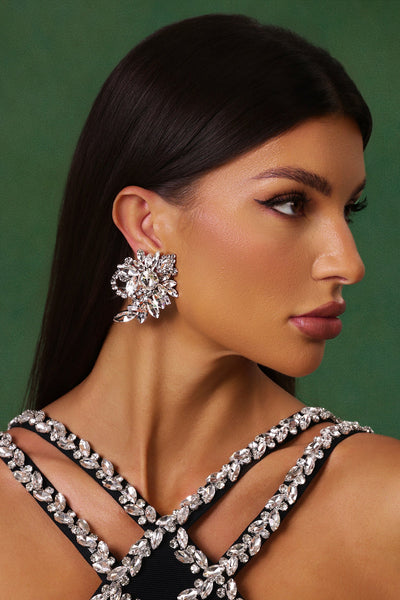 Silver - Rebekka Diamond Flowers Earrings by Bella Barnett