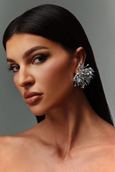 Silver - Edmee Tassels Fireworks Earrings by Bella Barnett