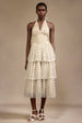 Julieta Sleeveless Dot Printed Layered Folds Midi Dress by Bella Barnett