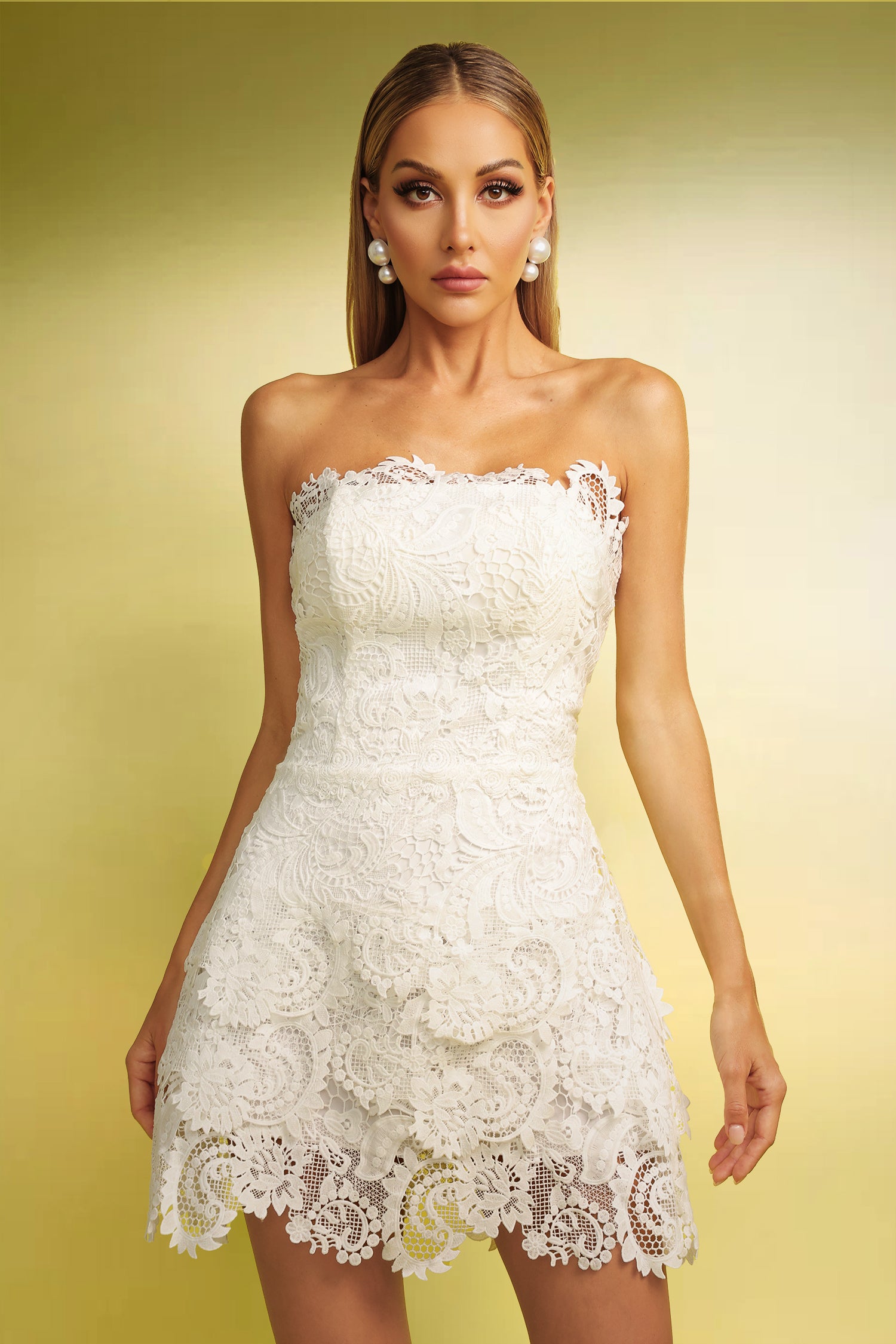 Yuico Lace Strapless Mini Dress D250304205