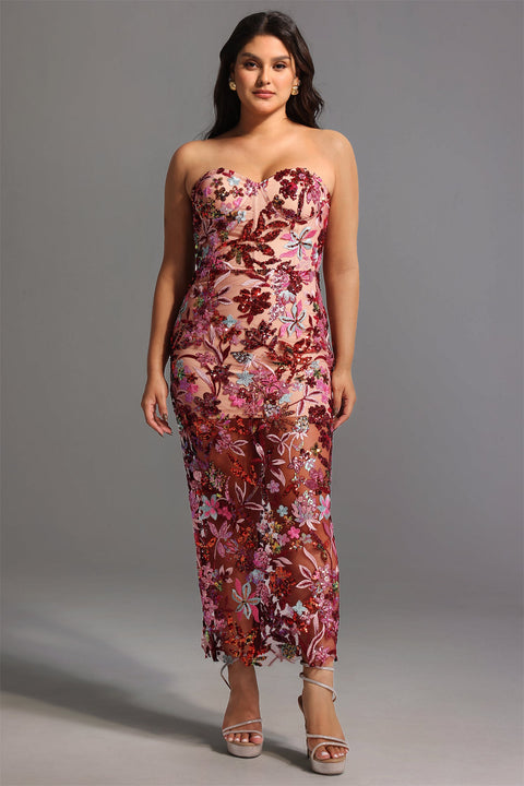 Lilya Off-the-Shoulder Embroidery Sequin Maxi Dress by Bella Barnett