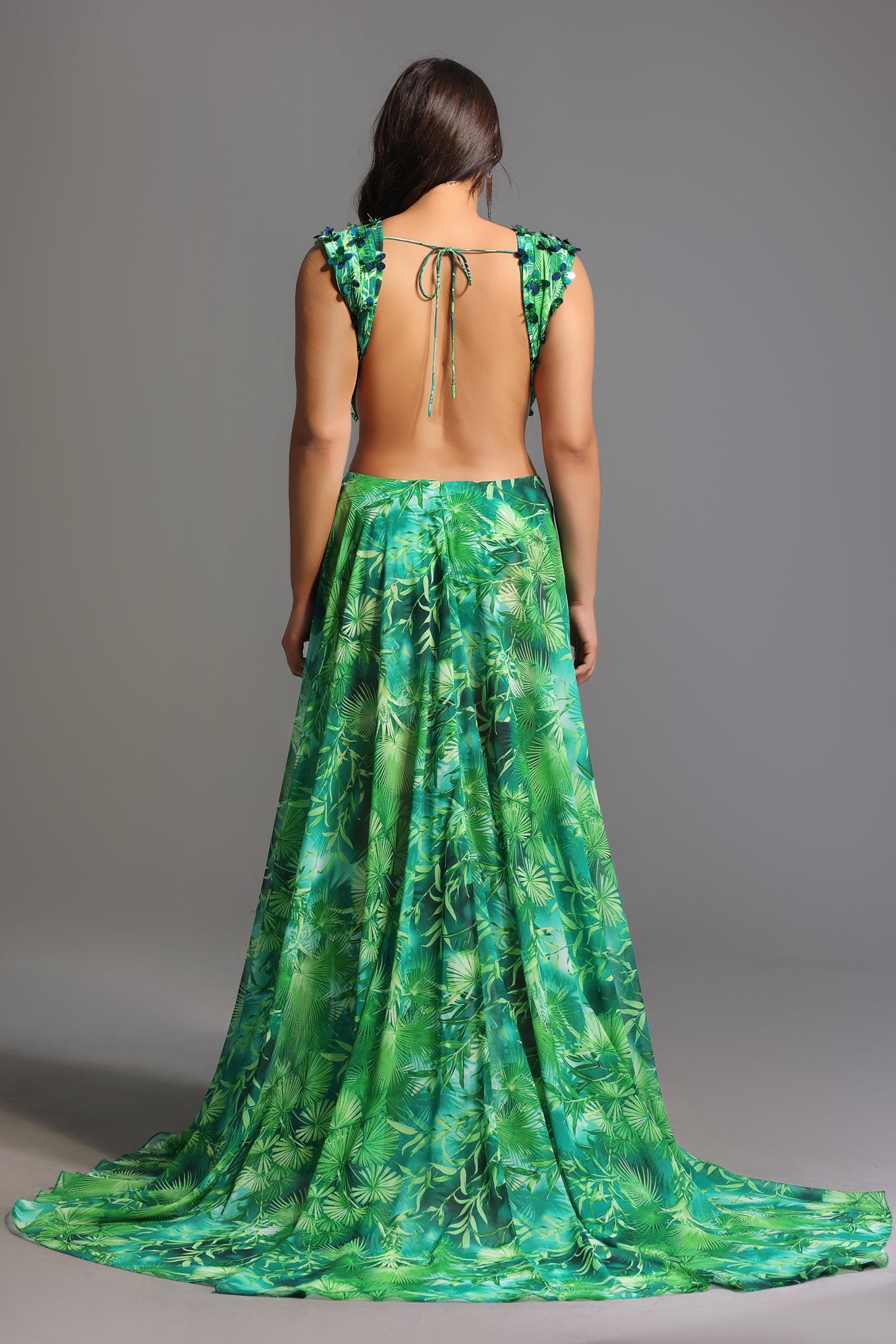 Yoland Printed Embellished Maxi Dress D230400239