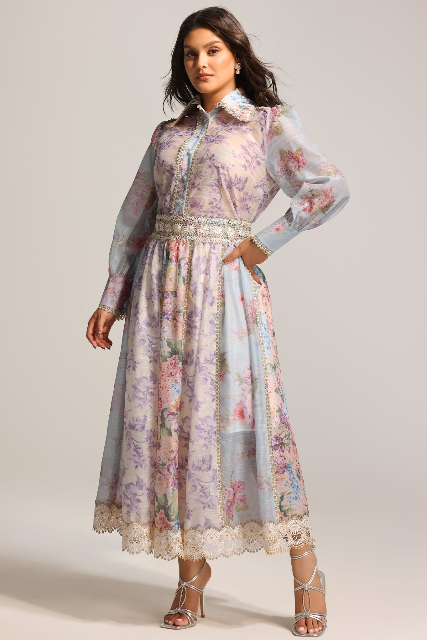 Ruby Long Sleeve Floral Printed Lace Top And Skirt Two-Piece Set C250300202-FLORAL