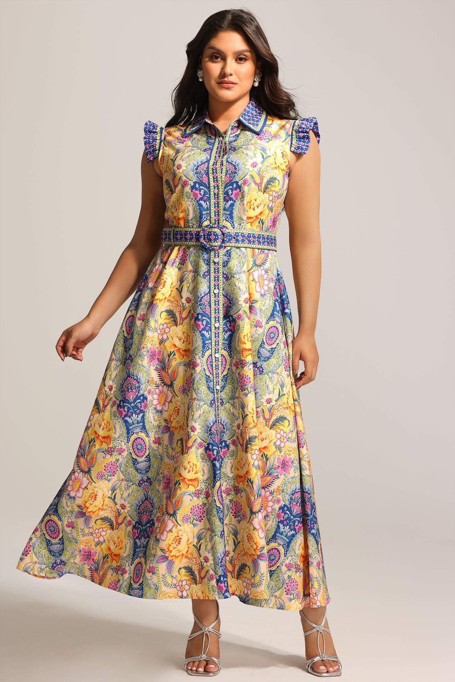Naida Floral Printed Sleeveless Maxi Dress C250300303-FLORAL