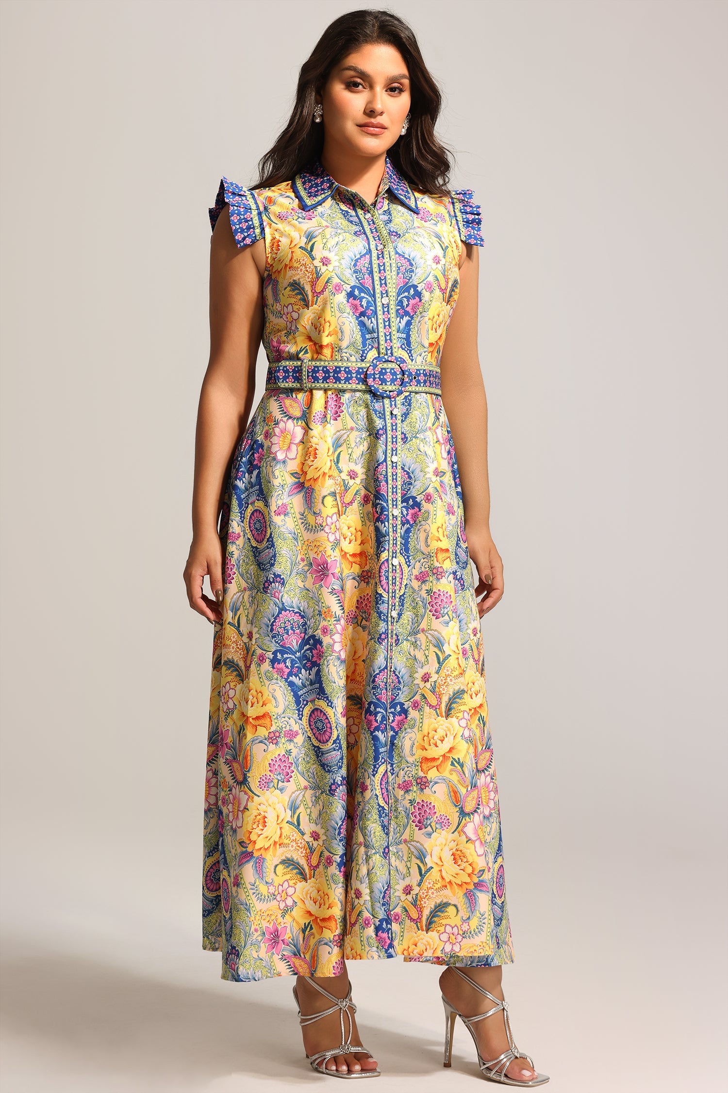 Naida Floral Printed Sleeveless Maxi Dress C250300303-FLORAL